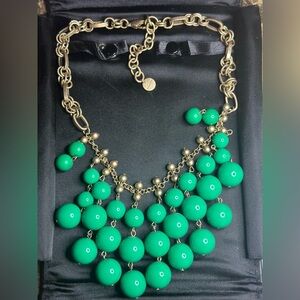 Stella & Dot Green and Gold Statement Necklace